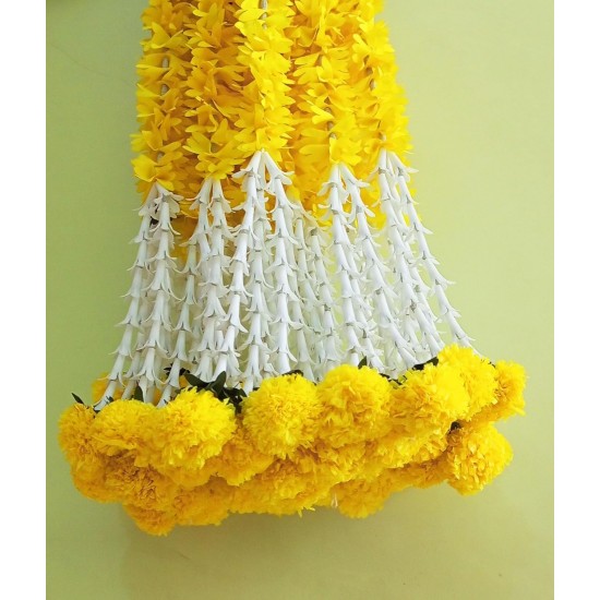 afarza Artificial Flower Garland Toran for Door Entrance Home Decoration Hanging 4piece 5ft 2309yellow-white