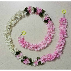 afarza Artificial Flower Garland Toran for Door Entrance Home Decoration Hanging p-Light Pink-White