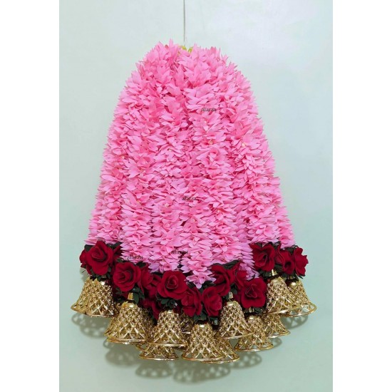 afarza Artificial Flower Garland Toran Red Rose Bell Wall Hanging for Door HangingHome Decoration Backdrop Pooja Gift 18 Inch 6 Pieces-2418BABYPINK