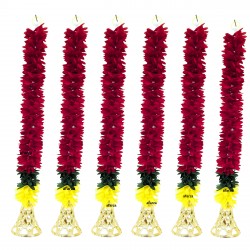 afarza Artificial Flower Garland Toran for Door Hanging Home Decoration Hanging 6 Pieces 18 Inch-2419-Red