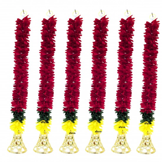 afarza Artificial Flower Garland Toran for Door Hanging Home Decoration Hanging 6 Pieces 18 Inch-2419-Red