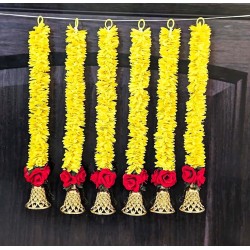 afarza Artificial Flower Garland Toran Red Rose Bell Wall Hanging for Door Home Decoration Backdrop Pooja Gift 18 Inch 6 Pieces-2419-yell