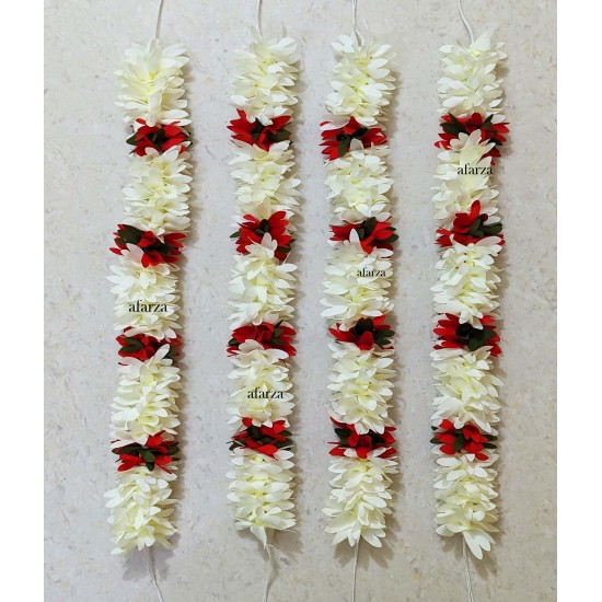 AFARZA Gajra for hair bun juda accessories mogra jasmine with red for women pack of 4 pcs