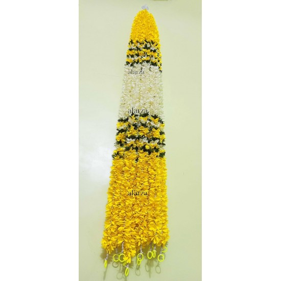 afarza Artificial Flower Garland Toran for Door Entrance Home Decoration Hanging 4 pieces 5 ft p-Yellow-White