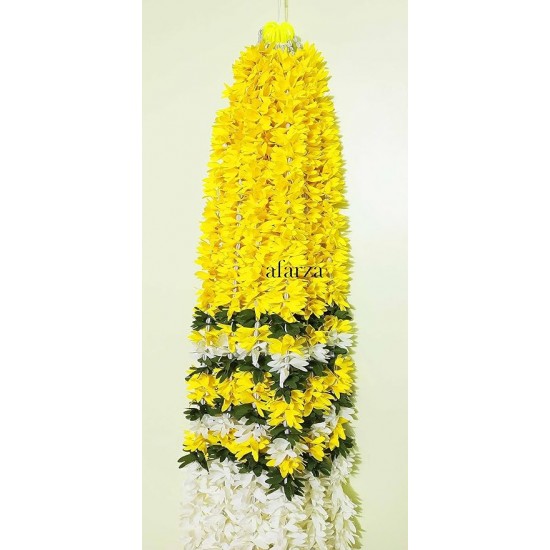 afarza Artificial Flower Garland Toran for Door Entrance Home Decoration Hanging 4 pieces 5 ft p-Yellow-White