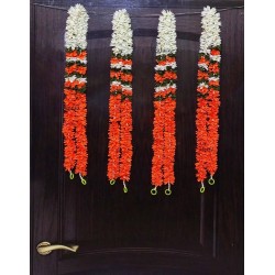 afarza Artificial Flower Garland Toran for Door Entrance Home Decoration Hanging 4 pieces 5 ft p-orange-White